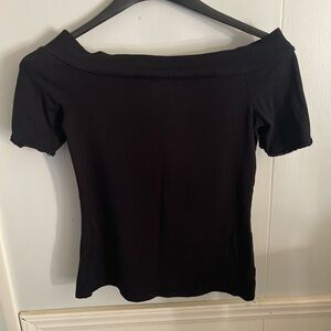 Express Black Fitted Short Sleeve Blouse